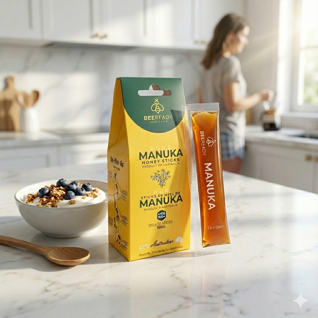 60 Days Supply – MGO 100+ Premium Australian Manuka Honey Sticks (12g × 60 Sticks)