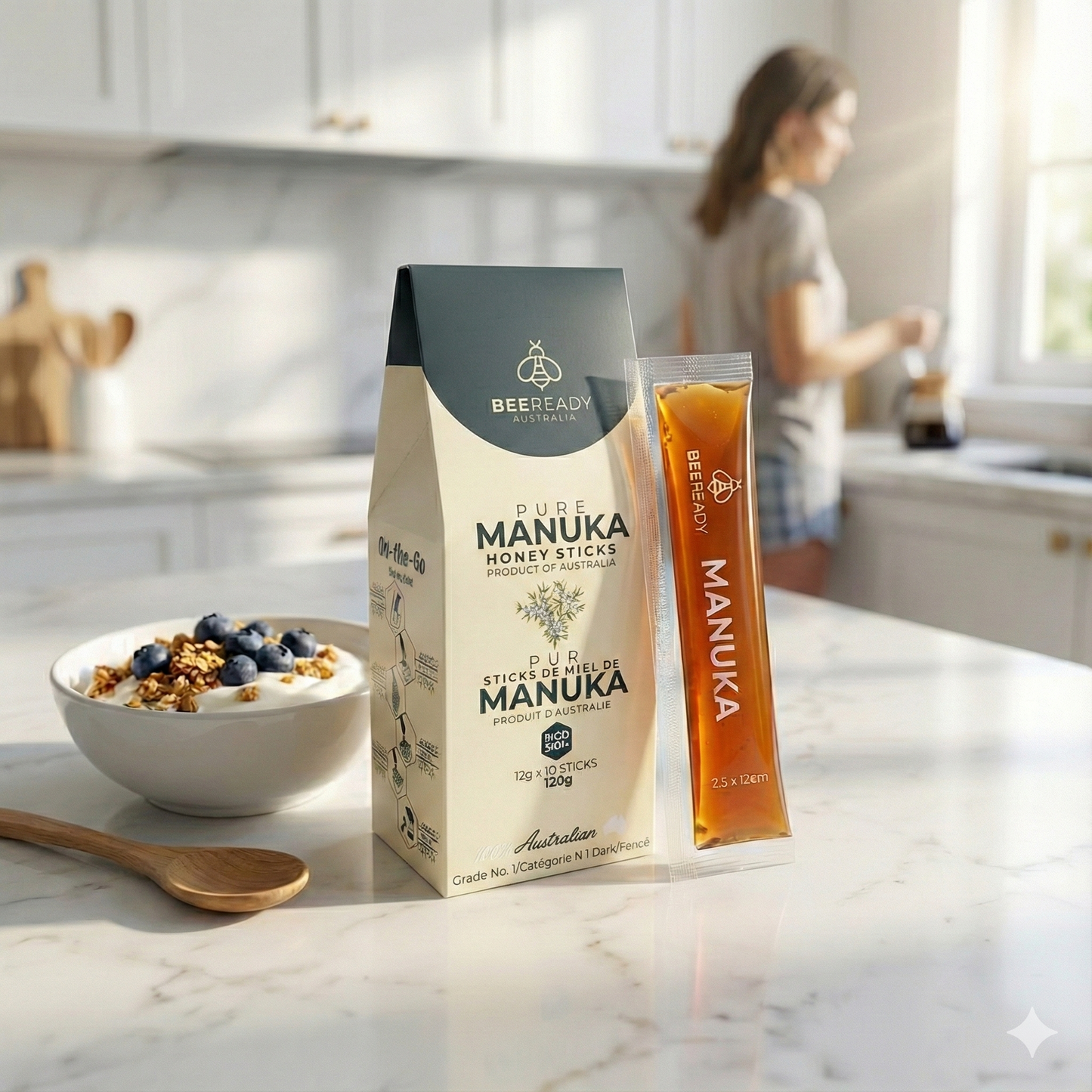 60 Days Supply – MGO 300+ Premium Australian Manuka Honey Sticks (12g × 60 Sticks)