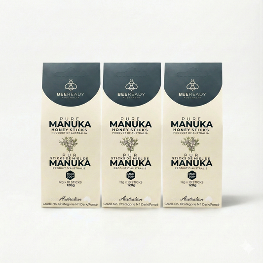 30 Days Supply – MGO 300+ Premium Australian Manuka Honey Sticks (12g × 30 Sticks)
